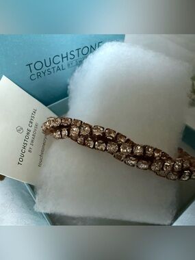 Touchstone Crystal Rose Gold Dual-Row Crystal Bracelet